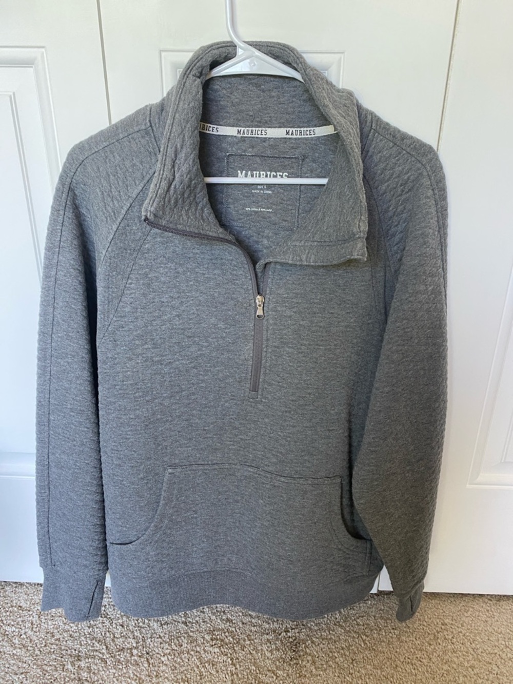 Maurices Quilted Gray Half-Zip Sweater Pullover